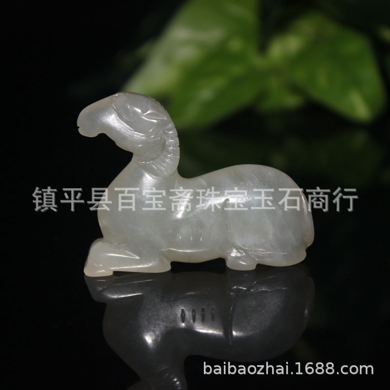 跨境新品古玩文玩老玉玉佩批发 明清老岫玉羊挂件十二生肖玉石羊
