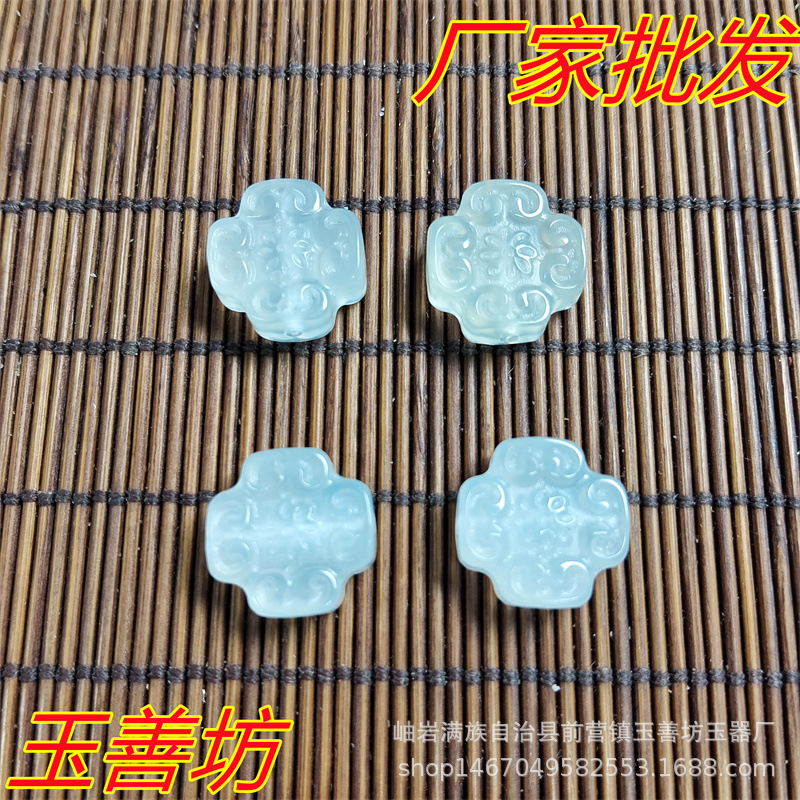 岫玉仿古件玉琮手工饰品配件天然玉石雕刻方牌小礼品厂家批发直播